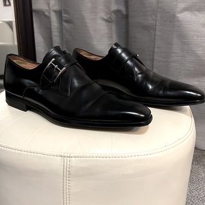 Magnanni Hugo black monk strap slip on shoes. Men’s size 10.5